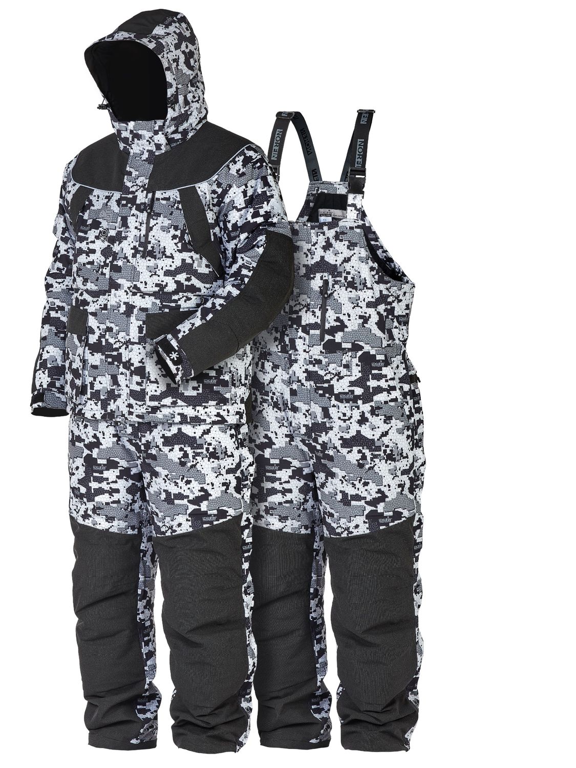 Универсальный зимний костюм Norfin Explorer 2 Camo рекомендован для охоты, туризма на природе, катания на снегоходе суровой зимой или рыбалки в межсез