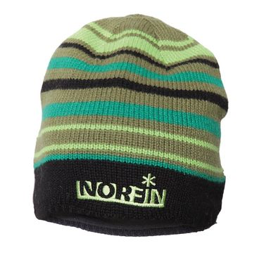 Шапка в'язана Norfin Frost DG (зелена в смужку) р.XL