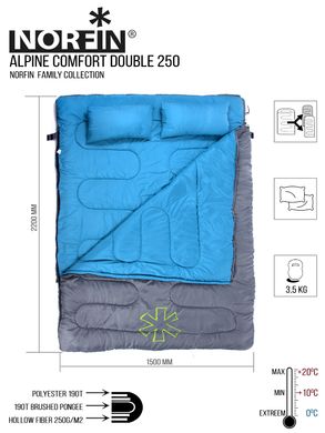 Мішок-ковдра спальний Norfin Alpine Comfort Double 250 (NFL-30240)