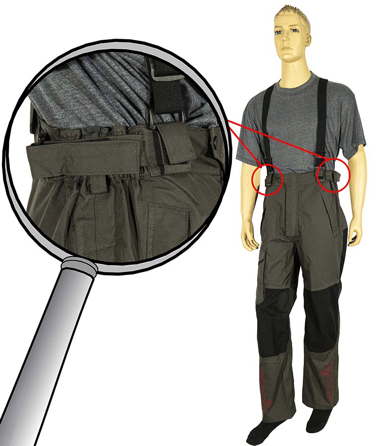 Штаны костюма Norfin Pro Dry 2 с затяжками на «липучках», широкими резинками по бокам, и петлями для ношения пояса