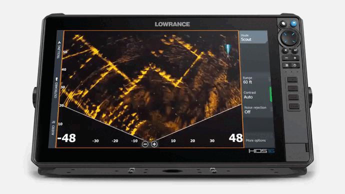Рыба на экране в реальном времени с ActiveTarget 2 Live эхолота Lowrance HDS PRO 12