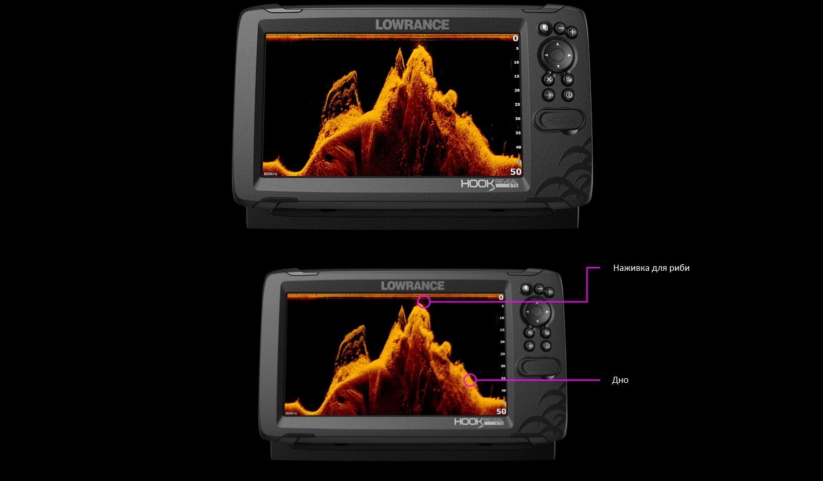 DownScan Imaging ехолота-картплоттера Lowrance Hook Reveal 5 83/200 HDI
